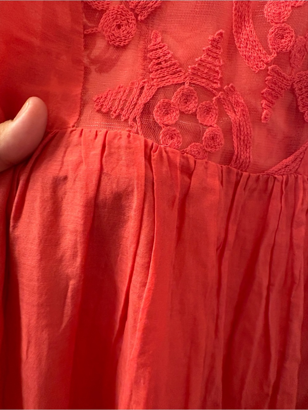 Monoreno coral boho peasant tunic top/dress (Small) Pre ❤️ PTP 17/L 30 - Picture 8 of 9